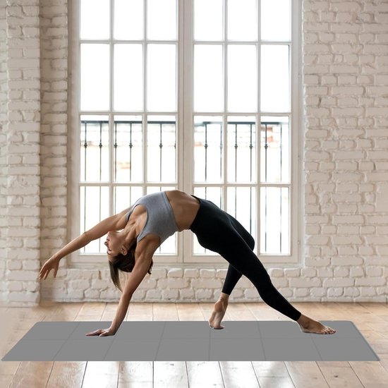 Opvouwbare yogamat - Reismat fitness - Thuis sporten - Dubbelzijdig antislip - 183 x 61 cm - Grijs — afbeelding 3