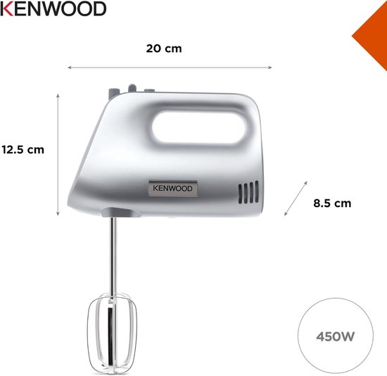 Handmixer - Mixer Keukenmachine - Bakken en Koken - 5 Snelheden met Turbo - 450W - Zilver — afbeelding 2