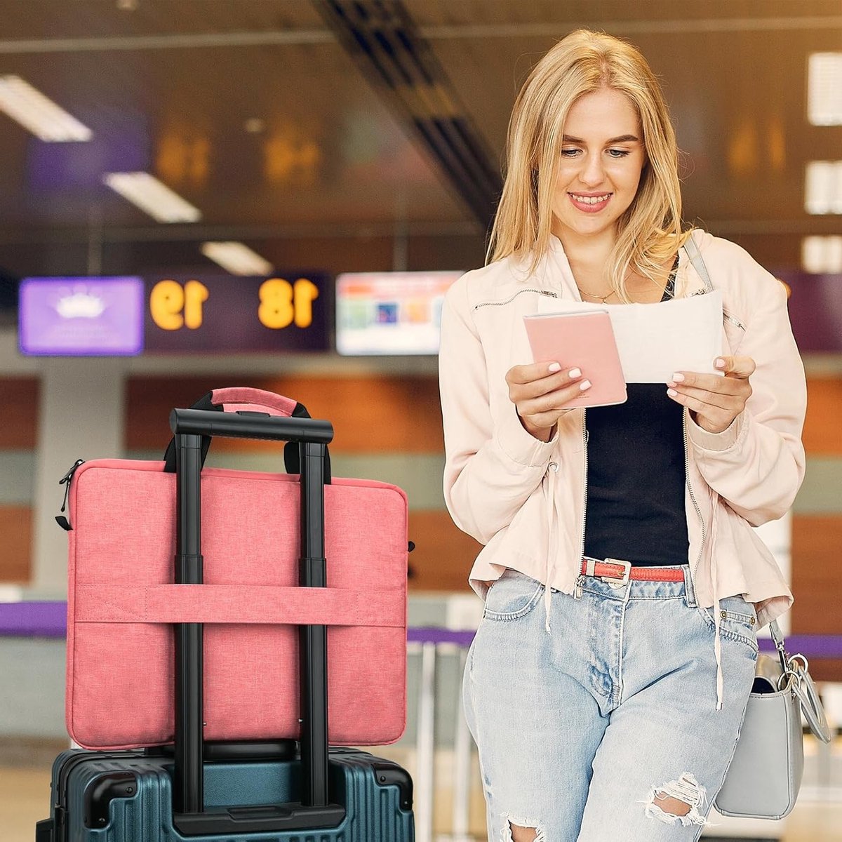 Slimme Laptop Sleeve voor 15.6-16 inch Laptops - Bescherming, Draagbaarheid en Stijl in Roze