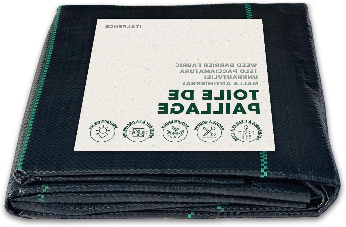 Onkruiddoek met grondankers - Anti-onkruiddoek bodembedekker - Tuinonderhoud voorkomen onkruid - Waterdoorlatend sterk weefsel - 2 x 10 meter - Zwart