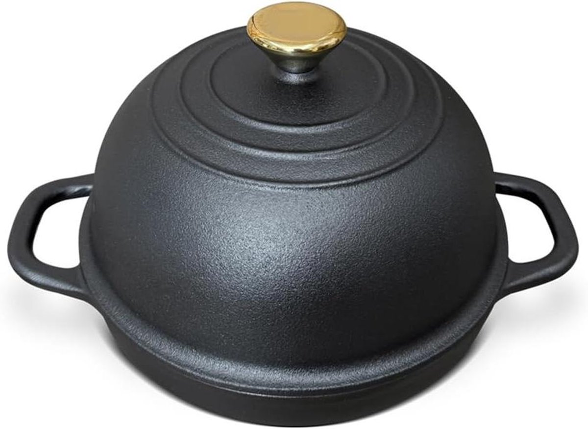 Gietijzeren Broodpan - Broodbakpan Dutch Oven - Brood Bakken - Non-stick Emaille - 24CM - Zwart