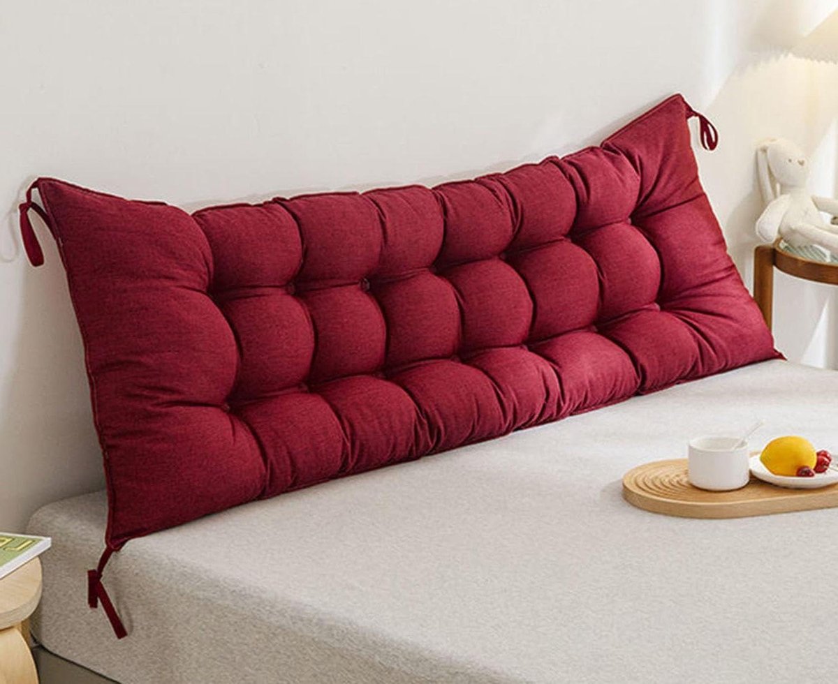 Hoofdeindekussen Leeskussen - Rugkussen Bedkussen - Lezen en Ontspannen - Zacht Ademend Materiaal - 150x50 cm - Wit