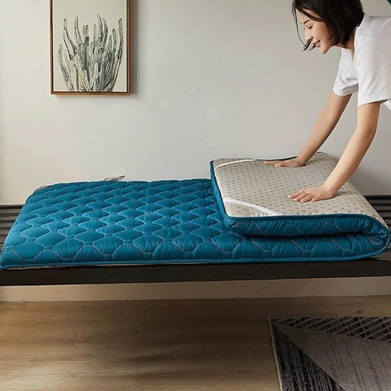 Japanse Futon Matras - Vloermat Kampeer - Gastvrij Ontvangen - Opvouwbaar en Draagbaar - 90x200cm - Grijs — afbeelding 2