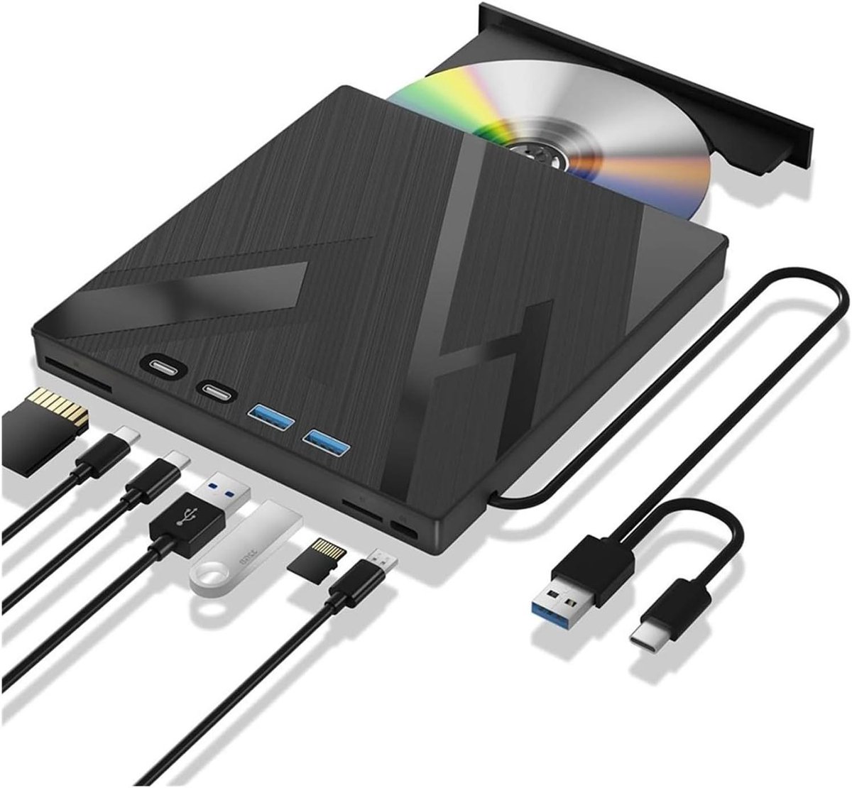 Externe DVD-speler - Optische drive CD-RW brander - Films en data afspelen - USB 3.0 Type-C aansluiting - Compact ontwerp