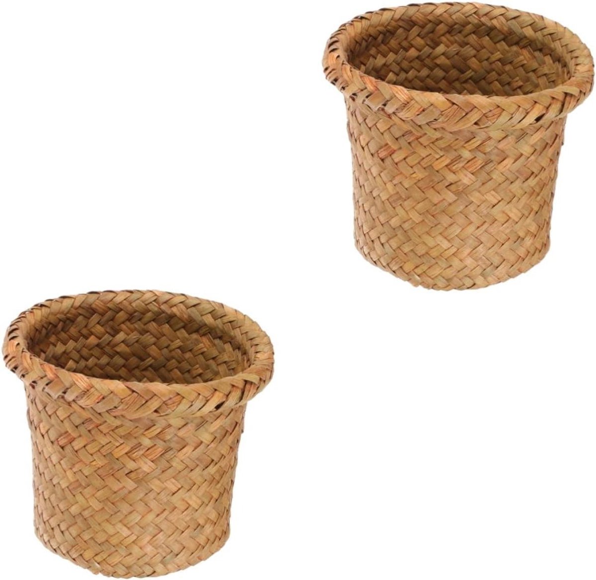 Woven Afvalbak - Papieren Mand - Opbergen en Organiseren - Rustiek Boerenbont Design - 21x21x18cm - Oranje