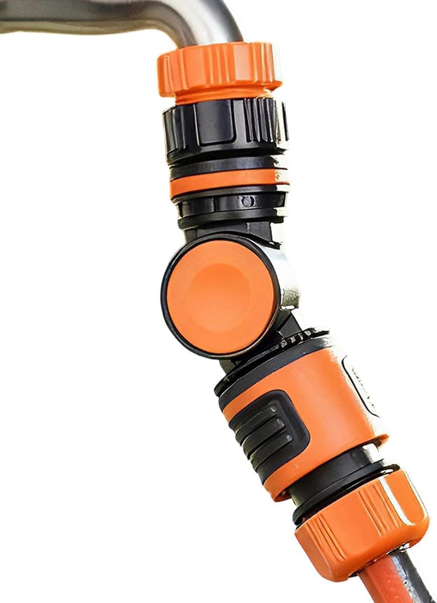 Slangconnector - Koppelstuk Tuinslang - Buitenwateren - 360 graden draaibaar - 1/2 en 3/4 inch - Grijs