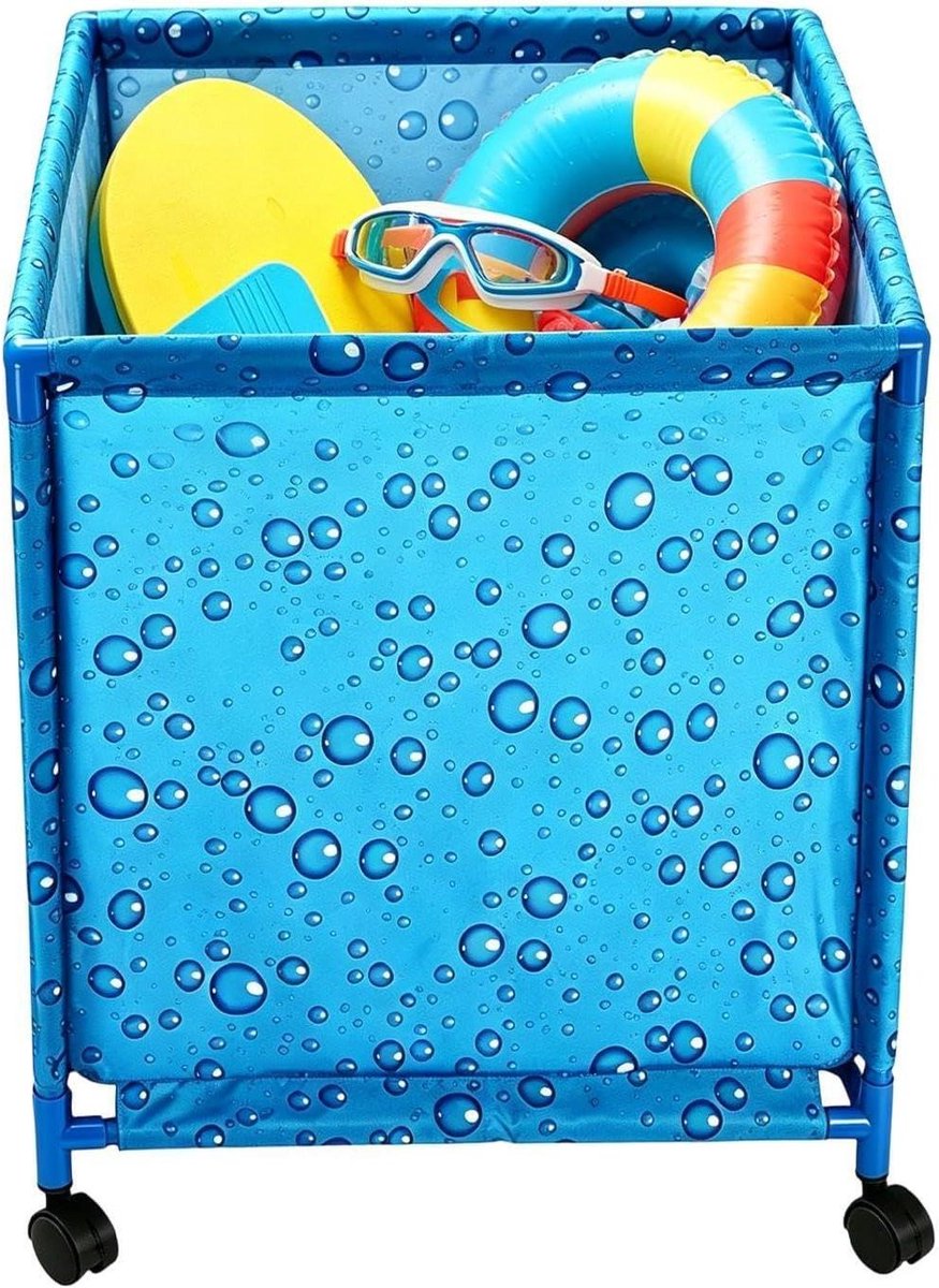 Zwembad Opbergbak - Opbergbox Terras - Zwembadspullen Opbergen - Naadloze Rollfunctie - 58L x 16B x 10H cm - Blauw