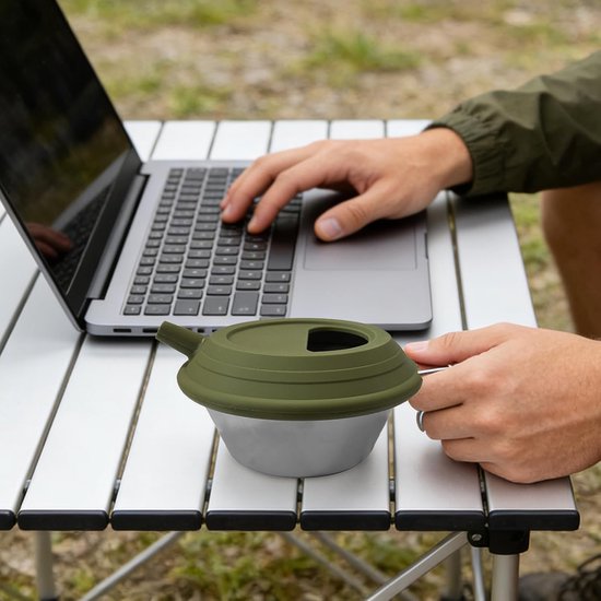 Wandelreis Koffiebeker - Camping Thermosbeker - Outdoor Reizen - Opvouwbaar Handvat - 450 ml - Roestvrijstaal — afbeelding 2
