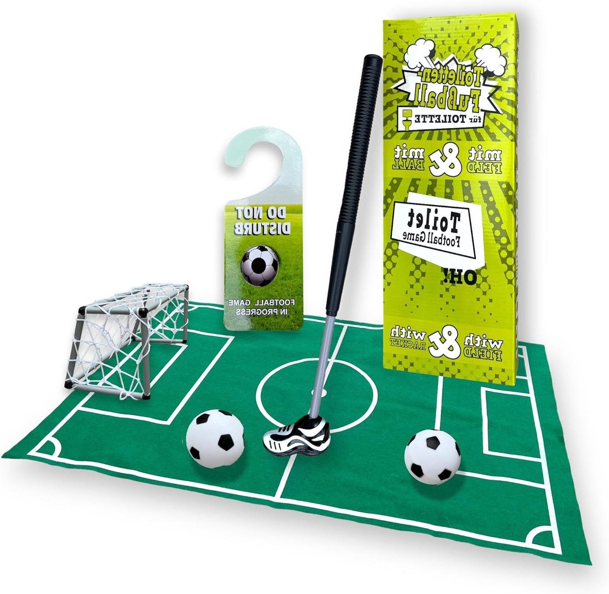 Toiletspel Voetbal - WC spel Badkamer spel - Tijdverdrijf - Inclusief voetbaldoel - 40 x 18 x 5 cm - Groen