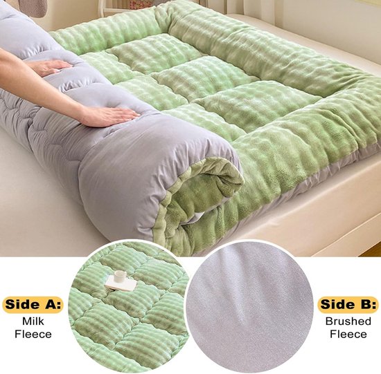 Japanse futonmatras - Vloermatras vouwmatras - Comfortabel slapen - Zachte pluche vulling - 180 x 200 cm - Blauw — afbeelding 5