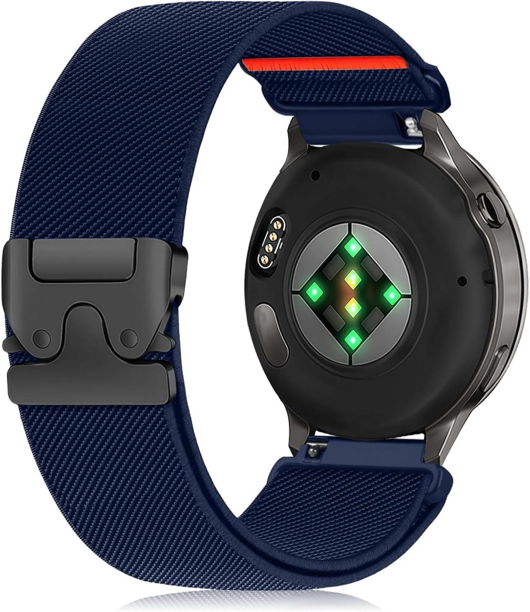Nylon Armband - Gevlochten Band - Sporten - Elastische Parachutesluiting - 22 mm - Donkerblauw