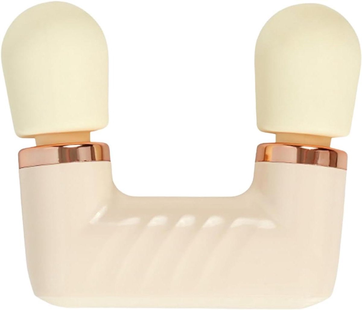 Mini Massagepistool - Spierverlichter Draagbaar - Spierherstel - Dubbele Kop Ontwerp - 18 x 15.2 x 5 cm - Crèmegeel