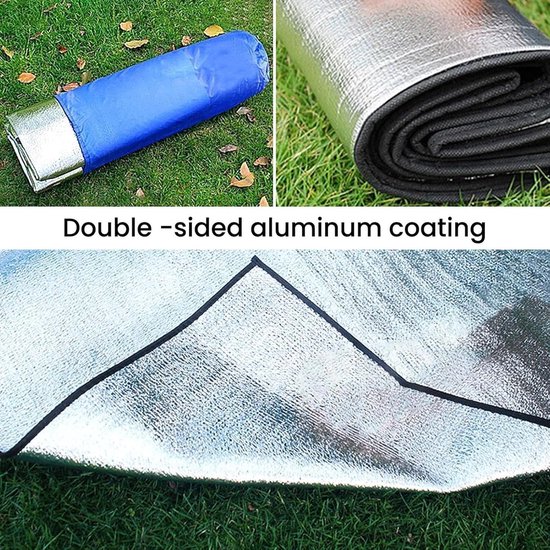 Isolatiemat Tent - Grondzeil Kampeer Mat - Comfortabel Kamperen - Dubbelzijdig Aluminiumfolie - 200 x 200 cm - Zilver — afbeelding 3