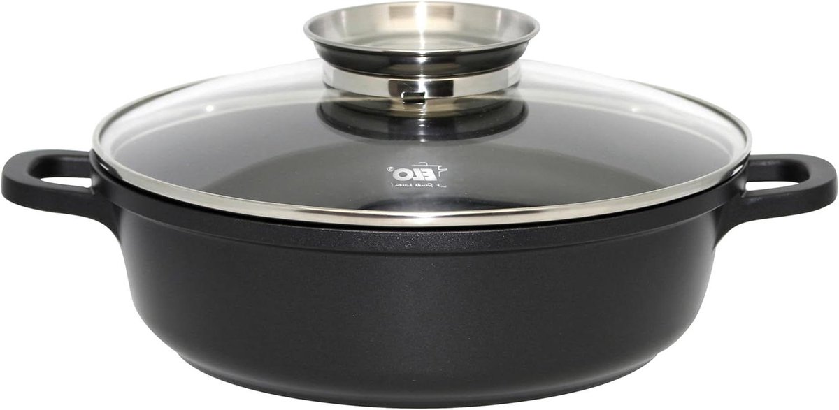 Serve pan rond - Kookpan Braadpan - Algemeen koken - Gegoten aluminium - 32 cm - Zwart