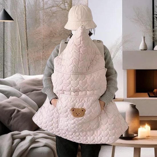 Baby Draagzak Cover - Winterhoes Kinderwagen - Baby Warm Houden - Winddicht & Verdikt - 77x105 cm - Beige — afbeelding 3