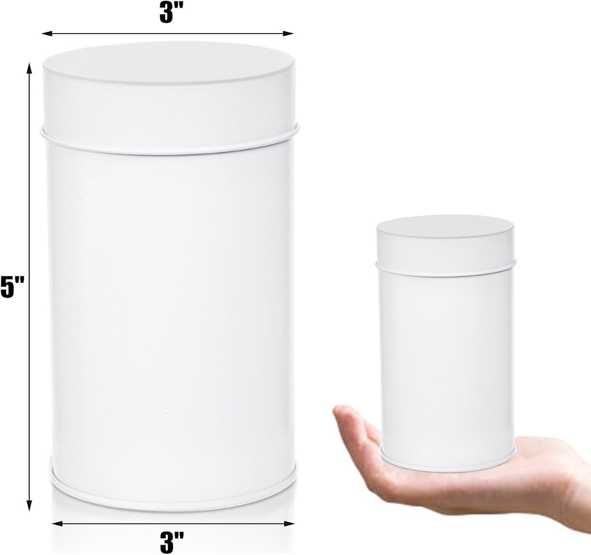 2 stuks ronde luchtdichte theebus 7.5*12cm wit en zwart