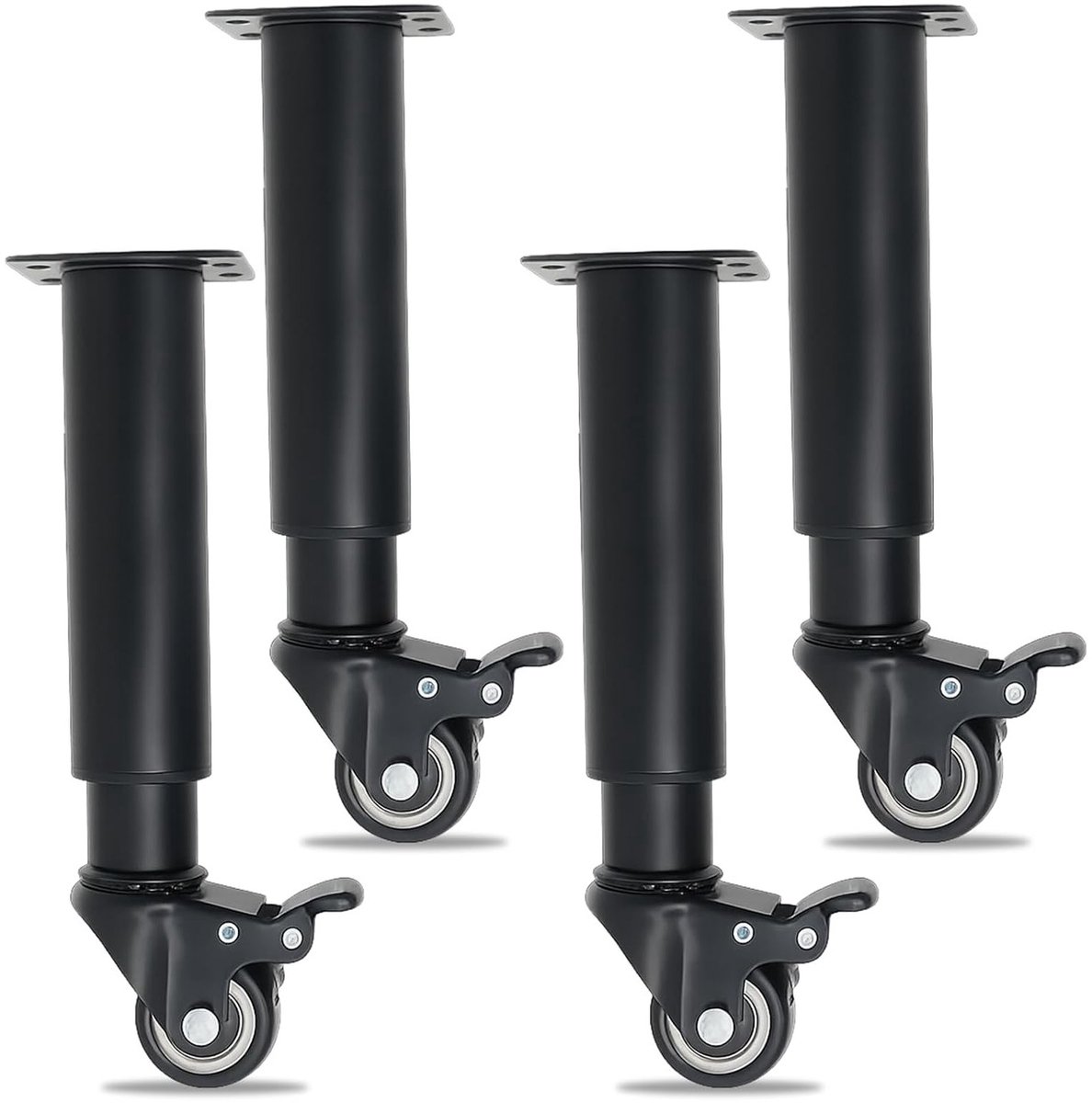 Set van 4 Verstelbare Tafelpoten met Wielen, 360° Draaibaar en Rem, Ideaal voor Meubels zoals Bed, Bank en Salontafel (24,5-36 cm)