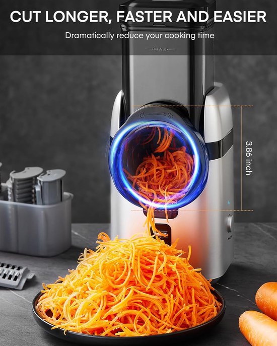 Elektrische Kaasrasp - Keukenmachine Groente - Snel Ingrediënten Snijden - Multifunctioneel Ontwerp - 80W Vermogen - Blauw Grijs — afbeelding 4