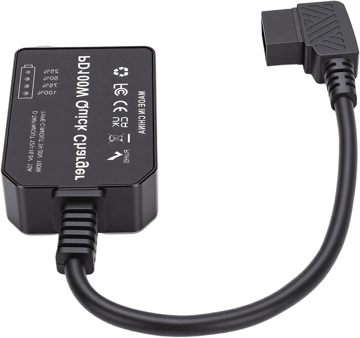 D Tap Adapter - Batterij Lader - Apparaten Opladen - 100W Snel Laden - 13x7x3 cm - Zwart