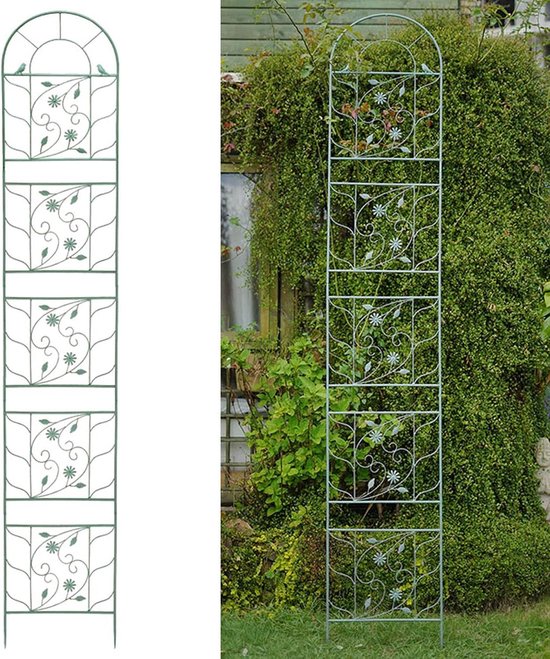 Tuinlatwerk - Klimplantsteun - Planten Ondersteunen - Bloemdetail Ontwerp - 288x51cm - Wit