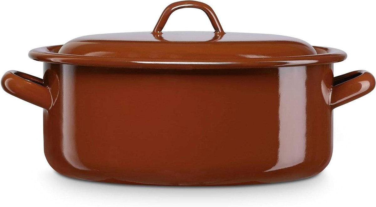 Grote Soeppan - Stoofpan met deksel - Grote porties koken - Energiezuinig koken - 5.5 liter - Bruin