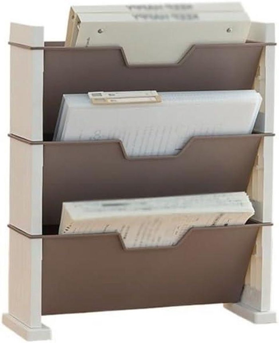 Bureau Organizer - Documentenhouder - Werkplek Organiseren - Drie Laags Systeem - 395 cm - Bruin