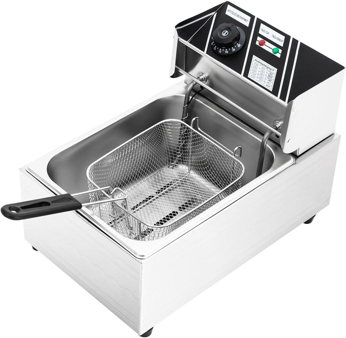 Elektrische Friteuse Olie Frituurpan Snelle Snacks Maken Ruim 6 Liter 2500 Watt Zilver