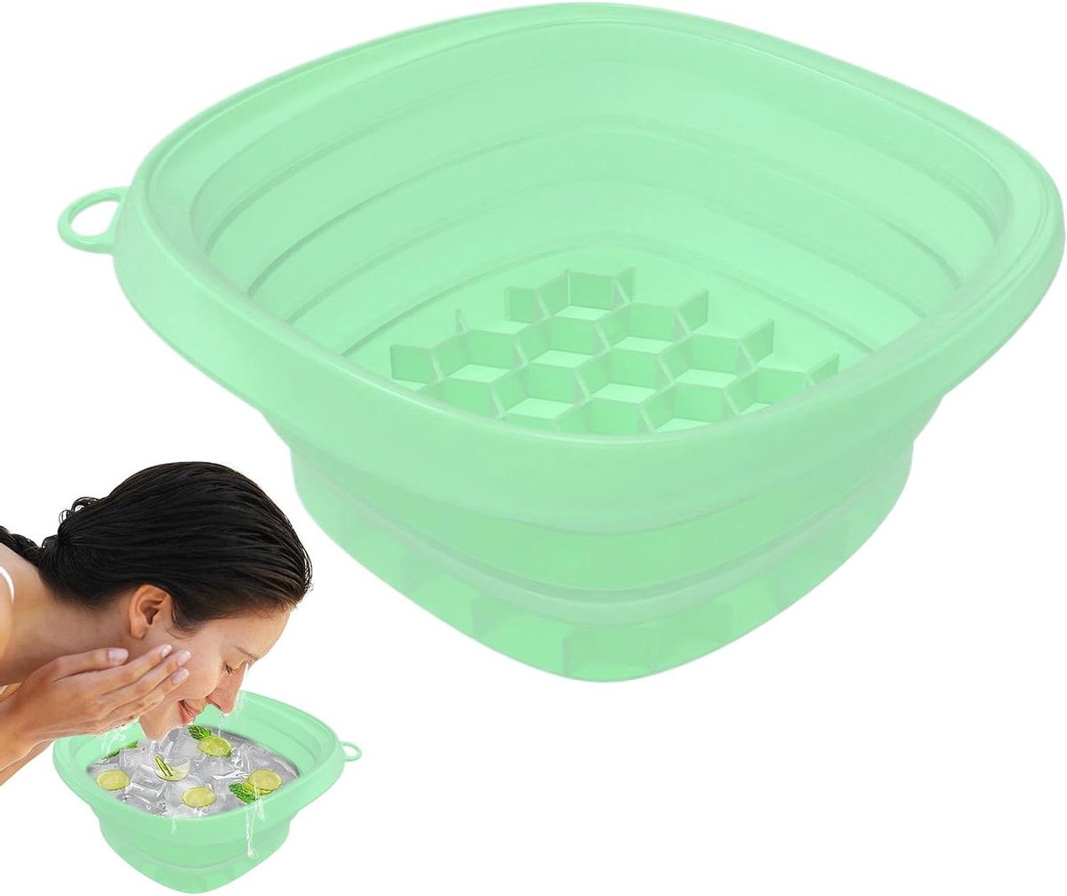 Opvouwbaar Gezichtsbad - IJsbad Gezicht - Huidverzorging Thuis - Ingebouwde Ijsbak - 25cm Breed - Groen