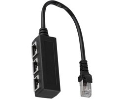 Ethernet Splitter - Netwerk Adapter - Netwerk Uitbreiding - 1 naar 3 Poorten - Compact Ontwerp - Zwart