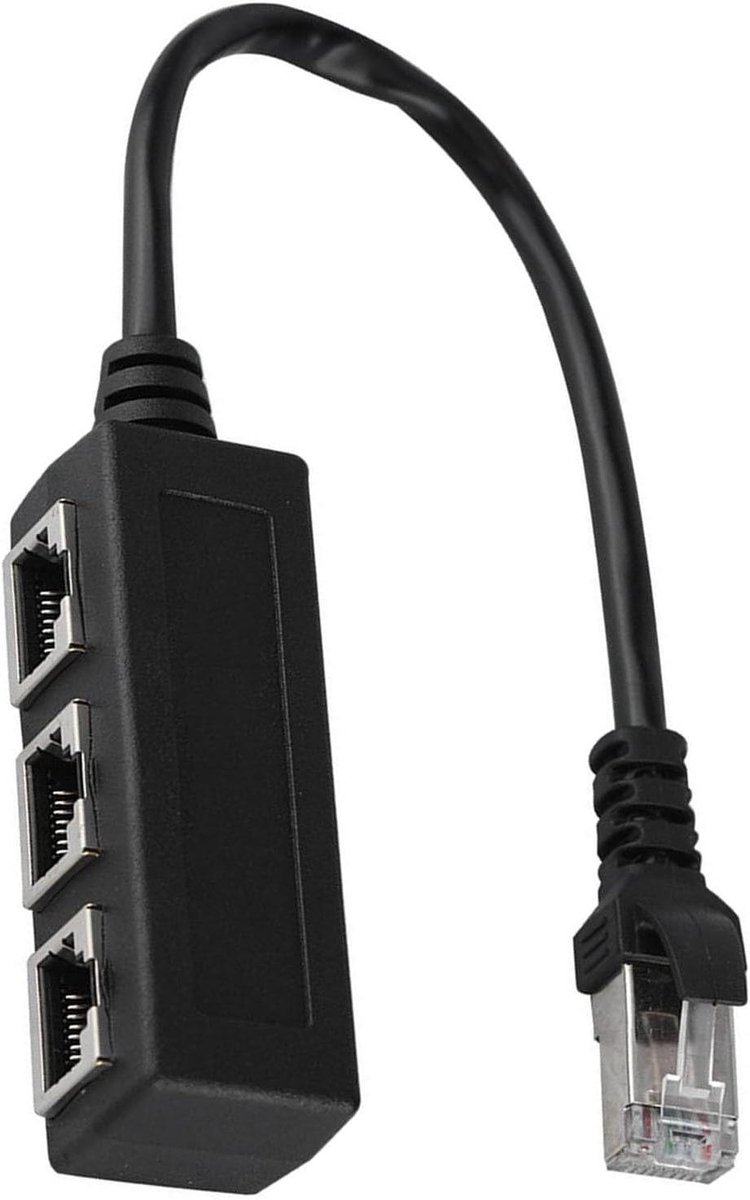 Ethernet Splitter - Netwerk Adapter - Netwerk Uitbreiding - 1 naar 3 Poorten - Compact Ontwerp - Zwart