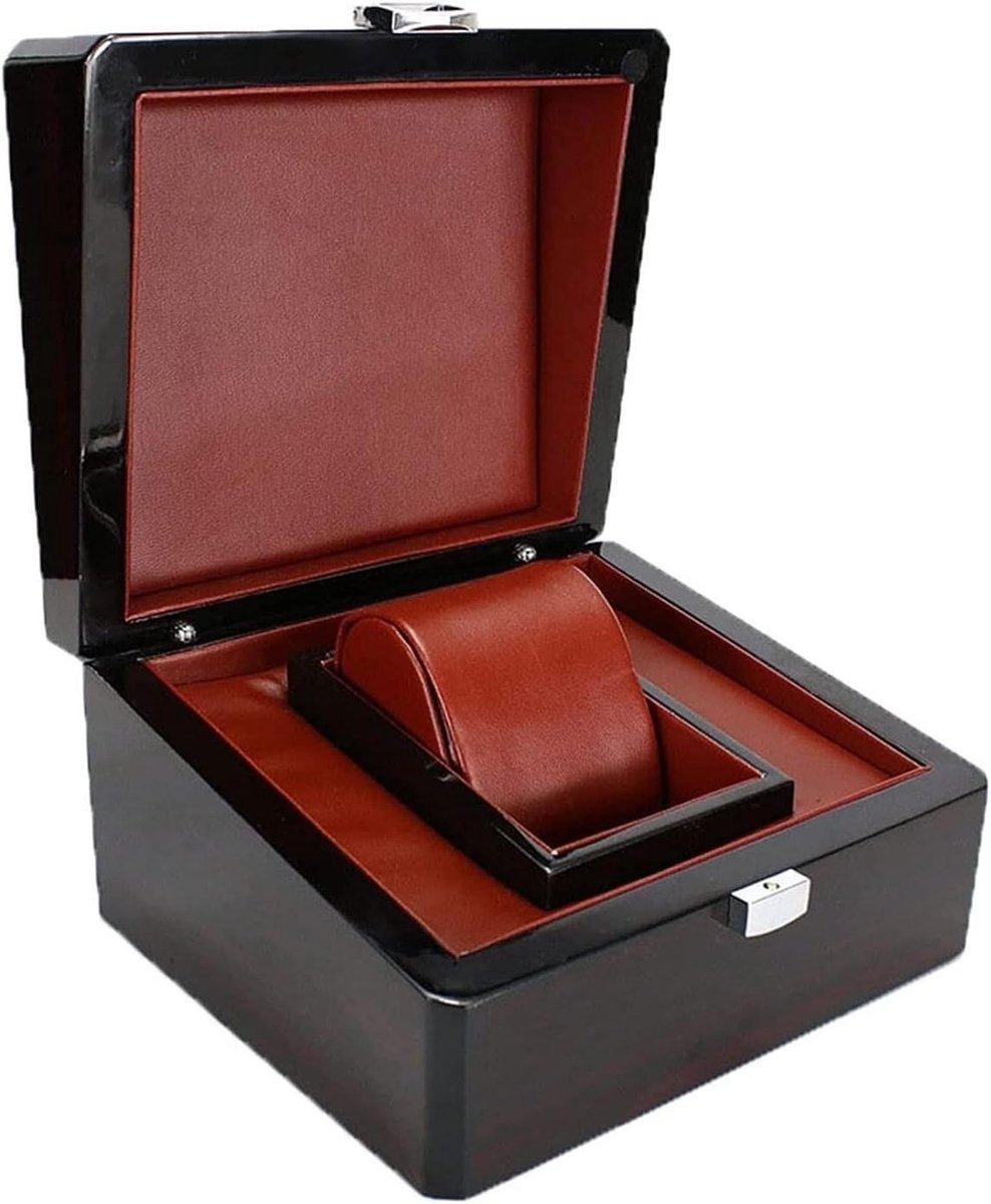Horlogedoos - Opberger Display - Horloges Presenteren - Gemaakt Van Hout - 17x15x9.5 cm - Bruin