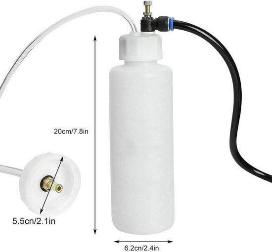 Remontluchter Set - Koppelingsvloeistof Tool - Garage Onderhoud - Luchtaangedreven Systeem - 500 Ml Fles - Zwart — afbeelding 3