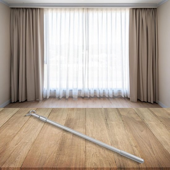 Verstelbare Aluminium Telescopische Gordijn Trekstang - 33-60cm Venster Opener Pole met Haak voor Dakraam, Blinds & Gordijnen - Zilver Indoor Home Extension Bar — afbeelding 3