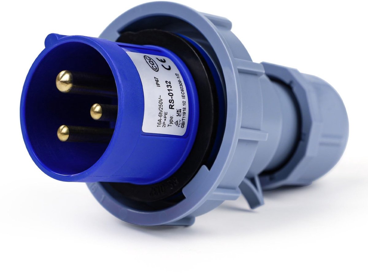Dailygoody - 250V 16A Stekker - Waterdichte Plug - Voor Buitengebruik - Blauw - Hoogwaardige Aansluiting - Ideaal voor Industrie