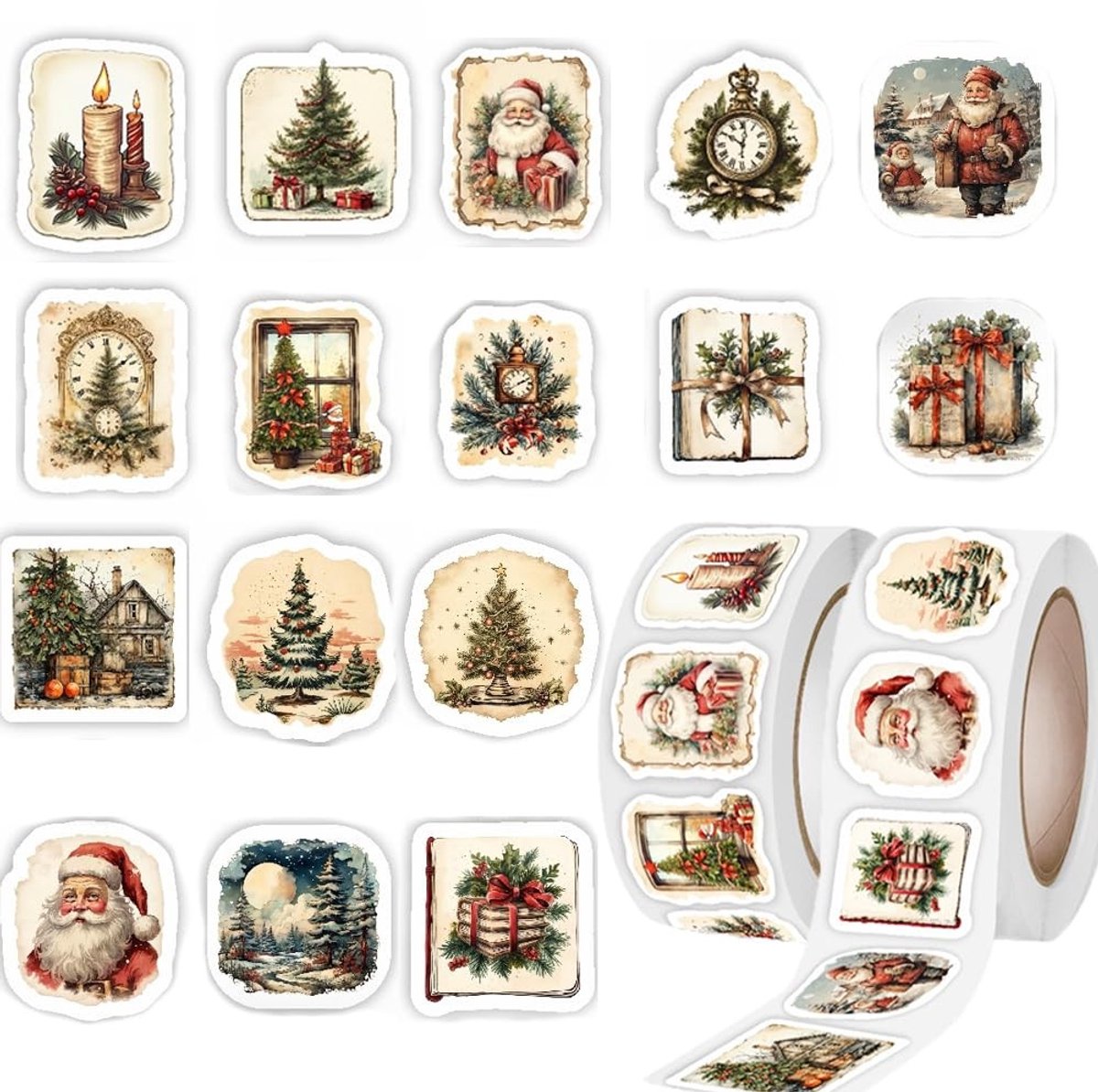 Dailygoody - Kerststickers - Zelfklevende kerstlabels - 500 stuks - Wit - Cadeau stickers - Perfect voor versieringen en knutselen - Voor kerstkaarten...
