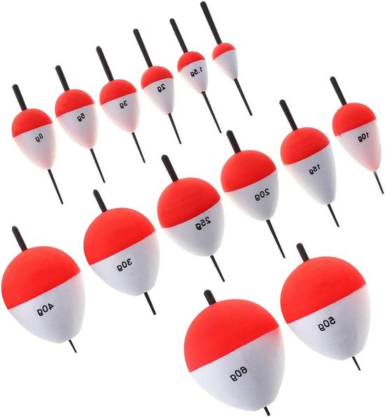 14-delige Set Harde Schuim Vissen Floats - Rood & Wit Snap-on Bobbers voor Crappie, Panfish en Walleye Visserij — afbeelding 5