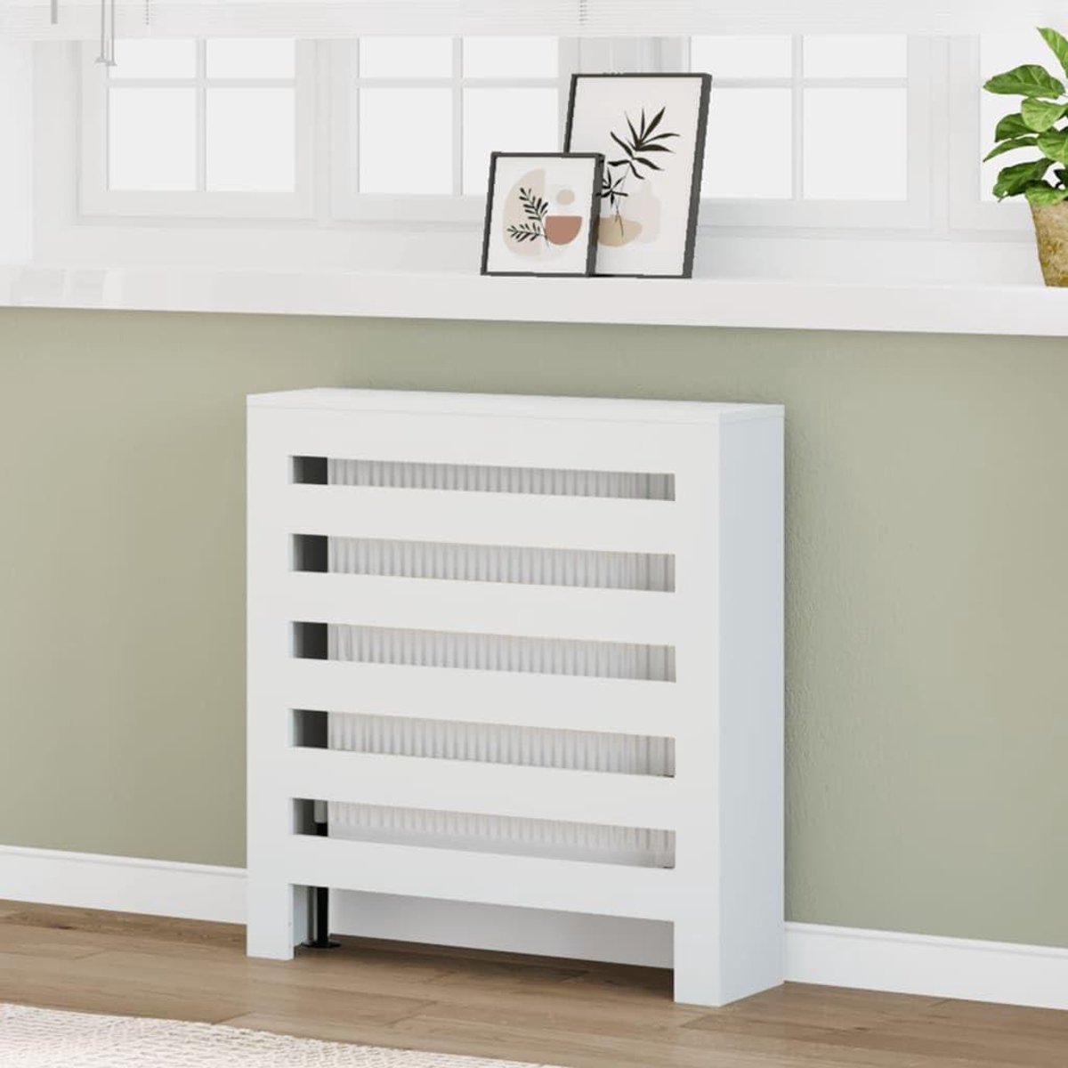 Radiatorbekleding - Radiatorombouw - Woonkamer Decoreren - Moderne Lattenlook - 78 x 20 x 82 cm - Wit