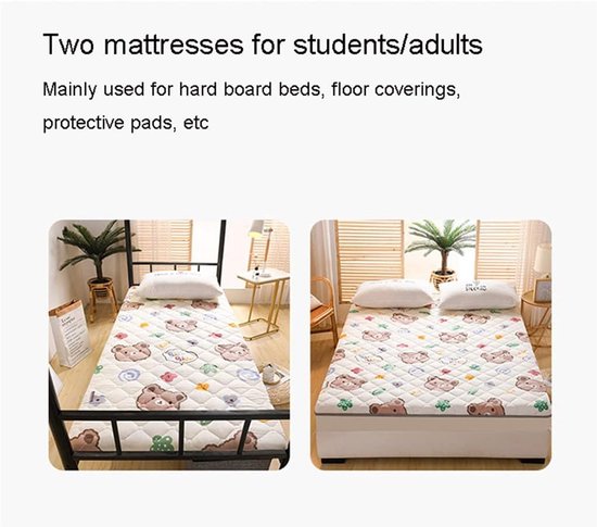 Japanse Vloermatras - Futon Matras Topper - Comfortabel Slapen - Ergonomisch Ontwerp - 90x200cm - Geel — afbeelding 4