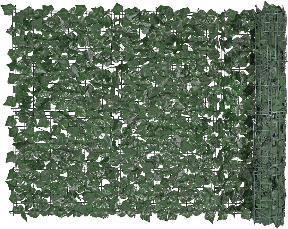 Kunstheg Klimop - Privacy scherm Tuinscherm - Buiten decoreren - Realistische look - 1 x 25 m - Donkergroen
