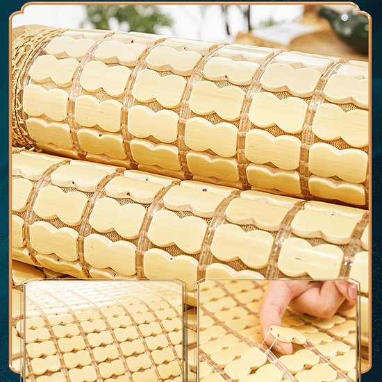Zomer Slaapmat - Bamboe Mat Bed - Koel Slapen - Natuurlijk Bamboe Materiaal - 70x150cm - Geel — afbeelding 4