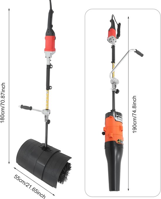 Elektrische veegmachine - Buitenreiniger - Terrassen reinigen - 2-in-1 functie - 55 cm werkbreedte - Zwart rood — afbeelding 4