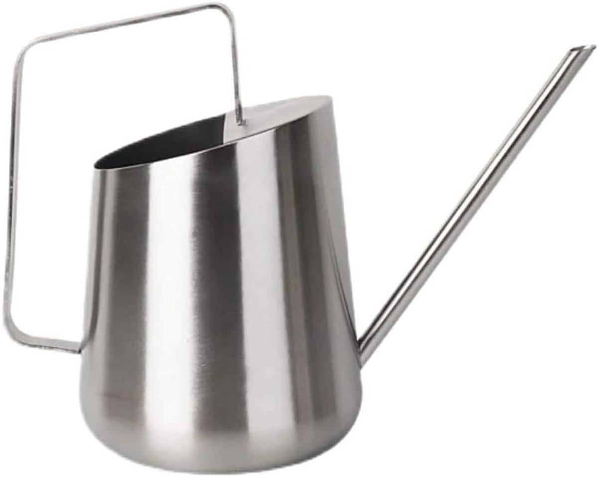 Gieter Roestvrij Staal - Waterkan Planten - Planten Water Geven - Lange Dunne Tuit - 800ml - Zilver