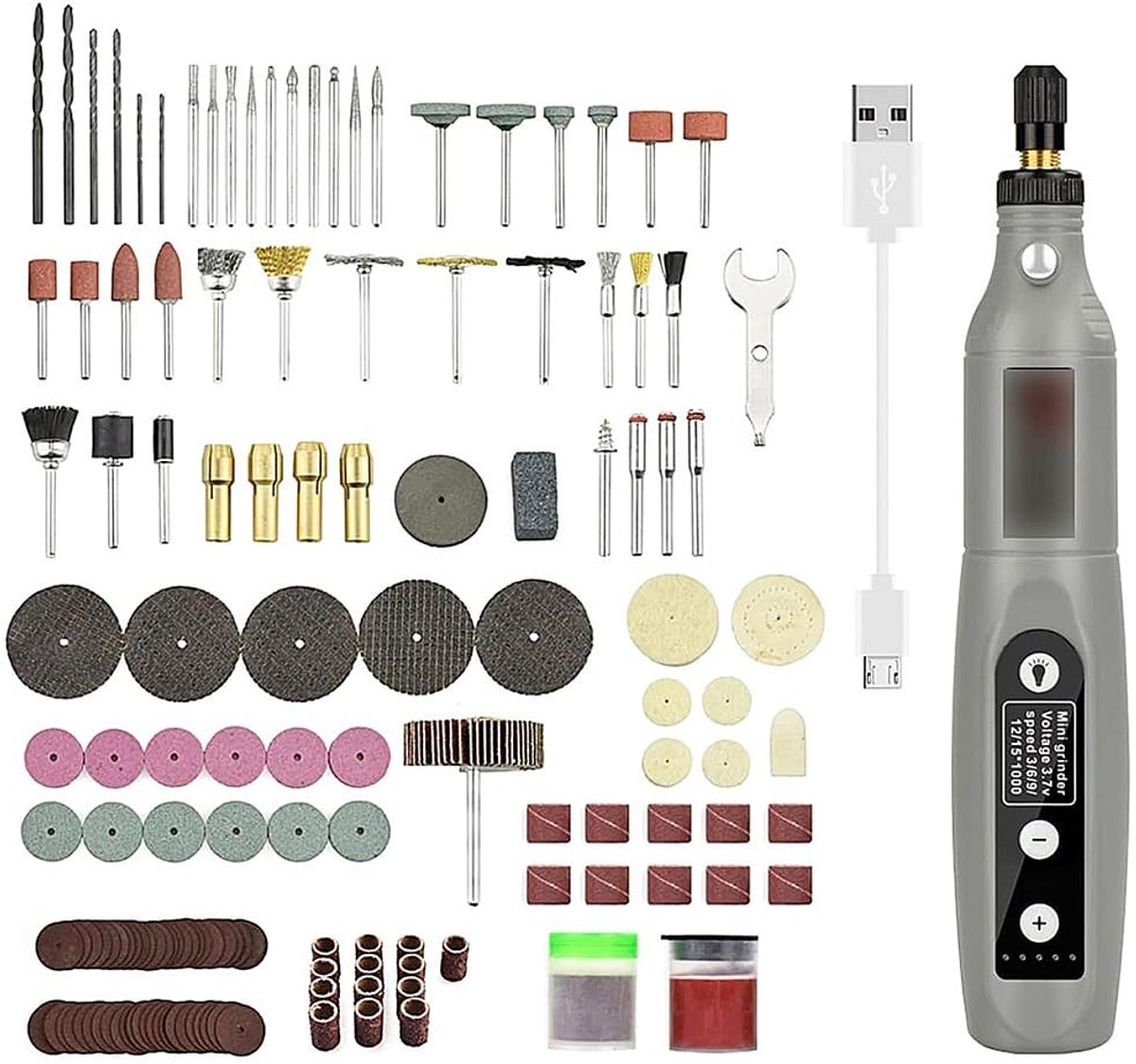 Allecto - Draadloos roterend gereedschap - Mini-elektrische slijpmachine - USB oplaadbaar - 24 accessoires - Voor doe-het-zelf-werk - 5 snelheden