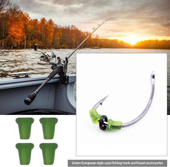Allecto - Vishaak Aas Stop Haak Kralen - 100 Stuks - Plastic - Vishaak Stopper - Groene Kleur - Accessoires voor Sportvissen - Ideaal voor Hengelsport — afbeelding 2
