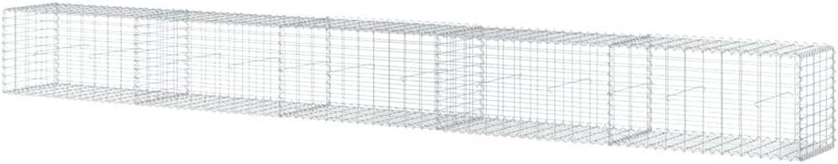 Schanskorf - Steenkorf Gabion - Tuin Decoratie - Gegalvaniseerd IJzer - 500x50x50 cm - Zilver