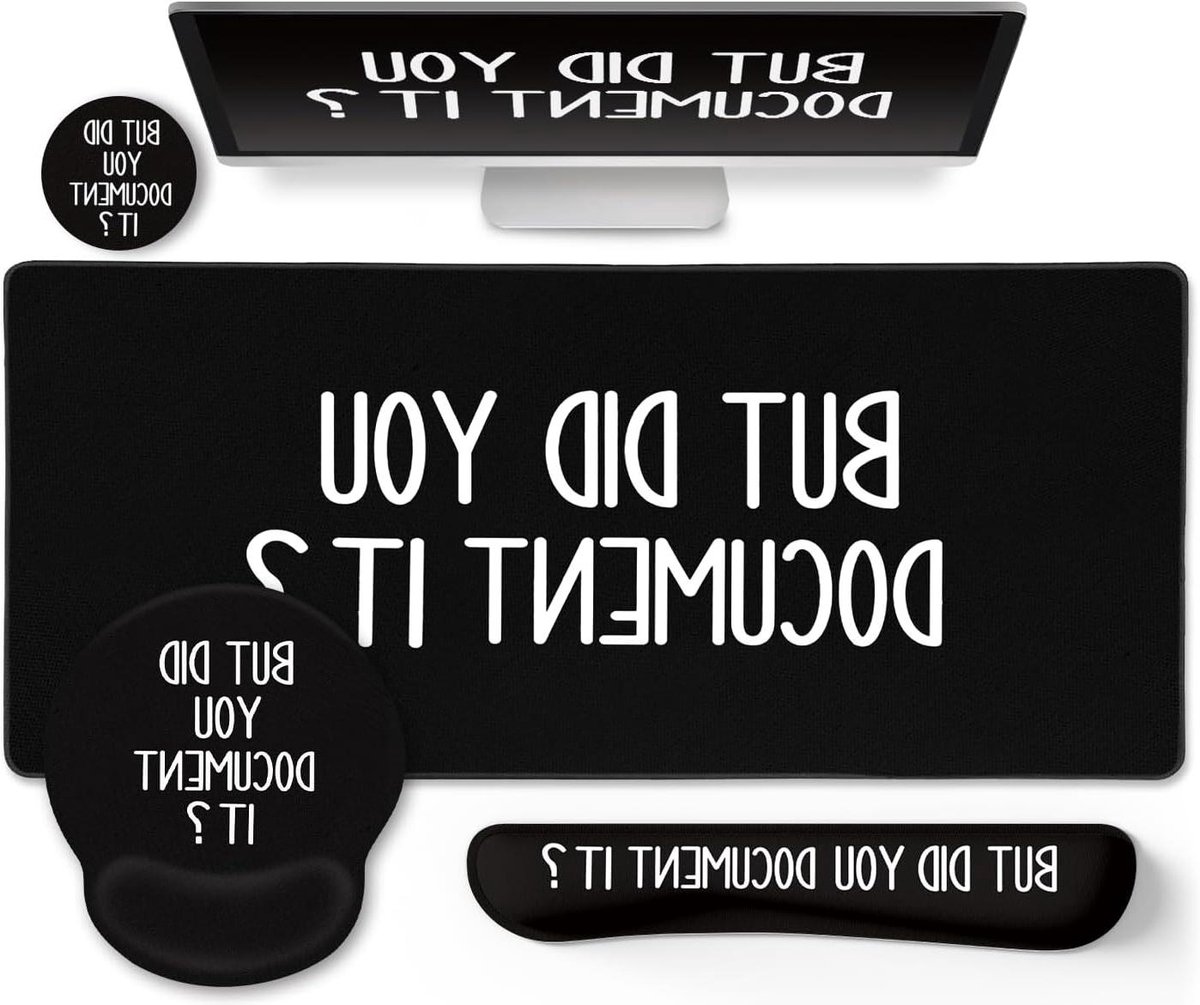 Bureau Accessoires Set - Desk Mat Set - Bureau Organisatie - Grappige Slogan - XXL - Zwart