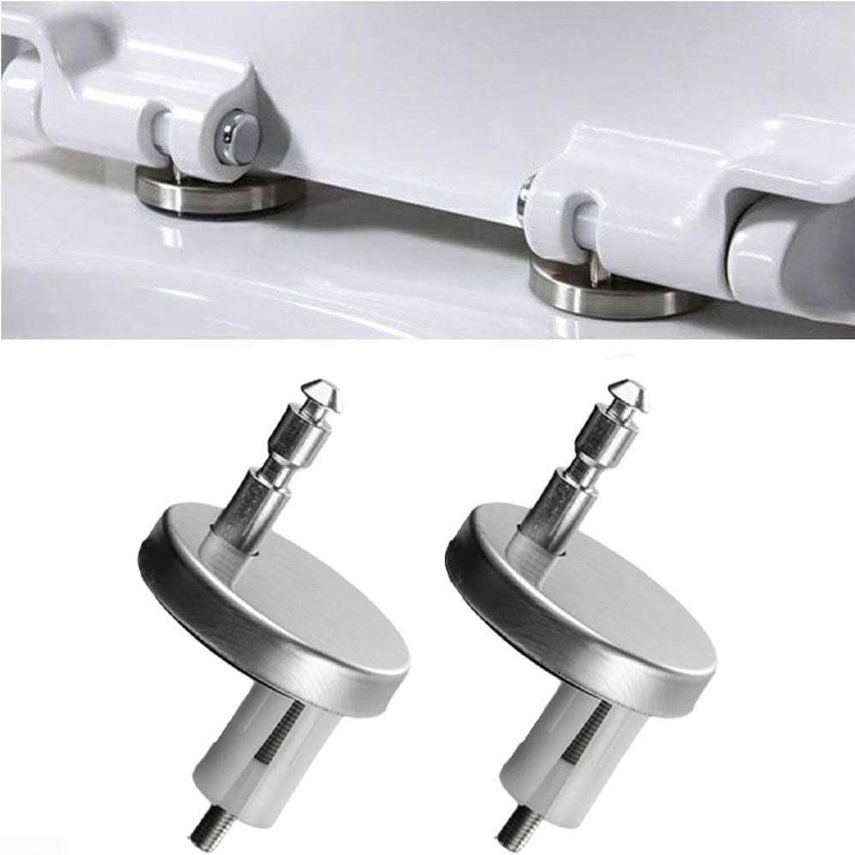 Toiletbril Fittingen - Toiletdeksel Bevestiging - Toilet Reparatie - Roestvrij Staal Ontwerp - 45 55 60 mm - Zilver