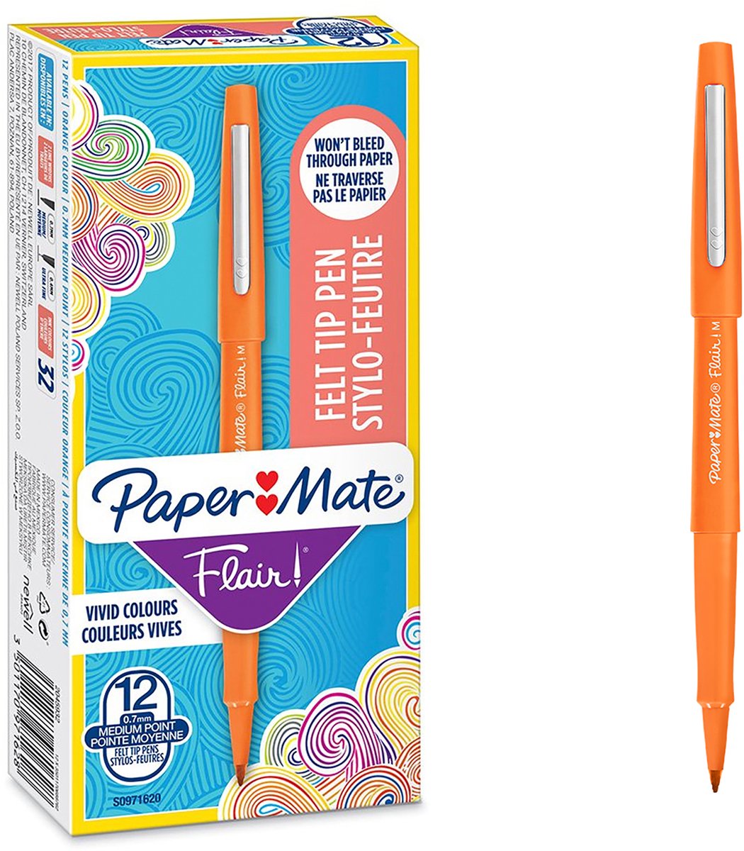 Paper Mate Flair Viltstiften | Medium Punt (0,7 mm) | Oranje | 12 stuks