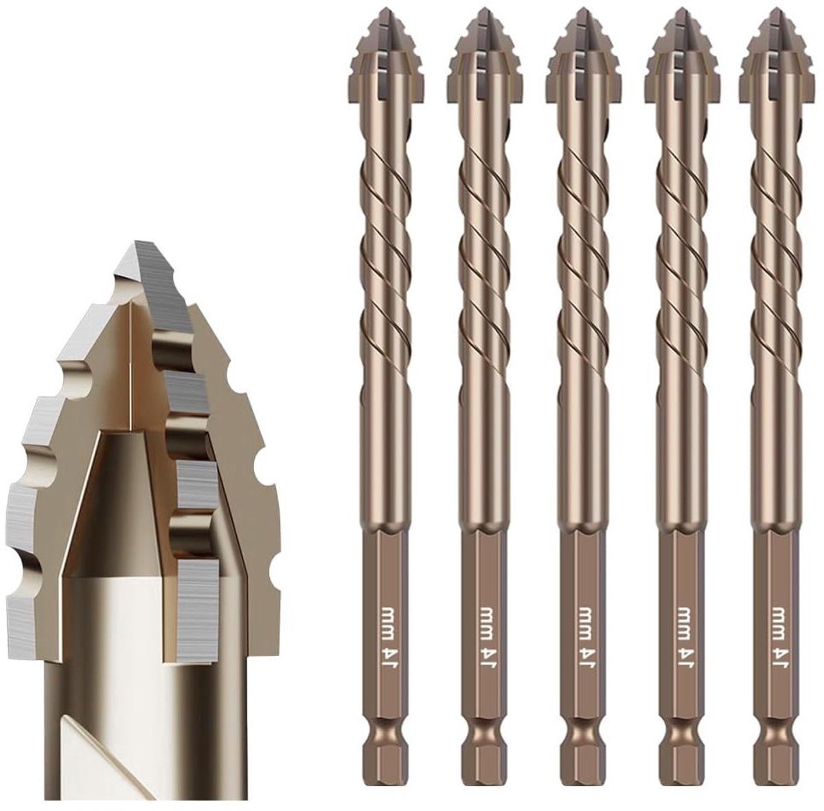 Gekartelde Metselboorset - Betonboren set - Muren Boren - Excentrisch Fluitontwerp - 12-delig - Titanium