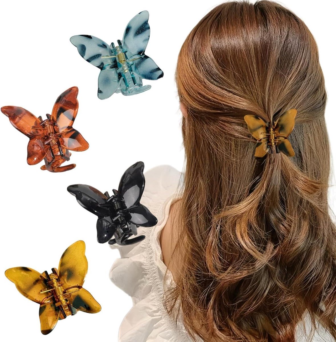 Vlinder Haarclips - Haarspelden Dames - Haar Stylen - Klein en Licht - 4 stuks - Assorti